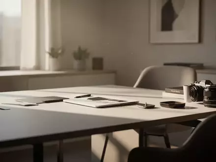Ein minimalistischer, moderner Schreibtisch in einem hellen Büro bei natürlichem Tageslicht. - Foto: über boerse-global.de