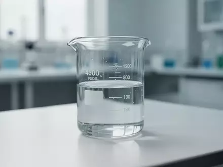 Ein steriler Laborbecher mit einer klaren Flüssigkeit auf einem weißen Untergrund. - Foto: über boerse-global.de
