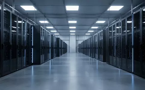 Modernes Rechenzentrum mit dunklen Serverracks in kühler blauer Beleuchtung. - Foto: über boerse-global.de