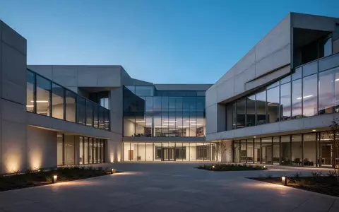 Ein modernes Universitätsgebäude in der Dämmerung mit geometrischer Architektur, das eine stabile und vernetzte Infrastruktur symbolisiert. - Foto: über boerse-global.de