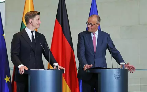 Mindaugas Sinkevicius und Friedrich Merz am 05.10.2026 - Foto: via dts Nachrichtenagentur