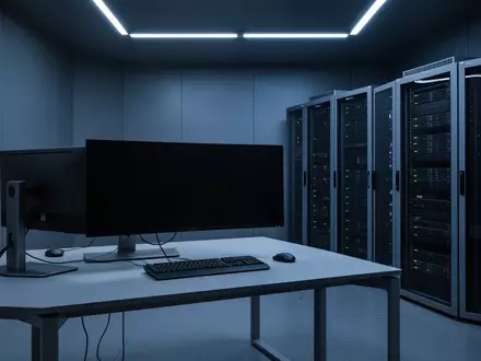 Ein minimalistischer, moderner Serverraum mit industrieller Beleuchtung und professioneller Hardware-Infrastruktur. - Foto: über boerse-global.de