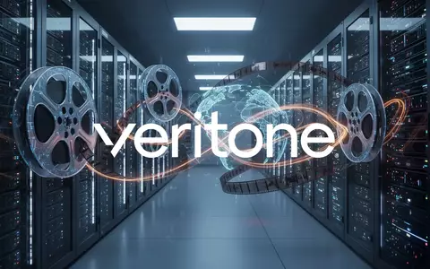 Abstrakte Darstellung eines digitalen Medienarchivs mit Server-Racks und Lichteffekten zur Symbolisierung von Lizenzierung. - Foto: über boerse-global.de