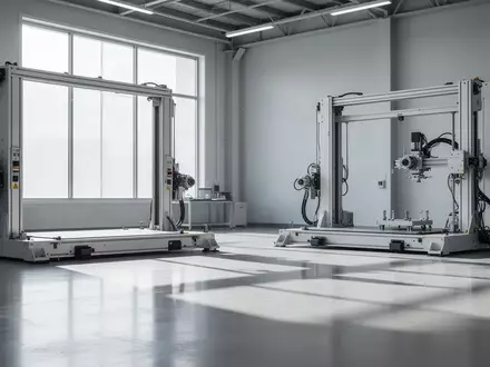 Ein minimalistisches Robotik-Forschungslabor mit leeren mechanischen Testvorrichtungen und industriellem Ambiente. - Foto: über boerse-global.de