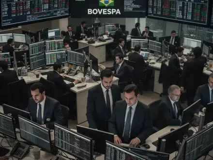 Börsenparkett der Bovespa in São Paulo mit konzentrierten Händlern während eines Handelstages. - Foto: über boerse-global.de