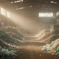 Haufen aus sortierten Kunststoffflocken in einer industriellen Recyclinganlage bei natürlichem Licht. - Foto: über boerse-global.de