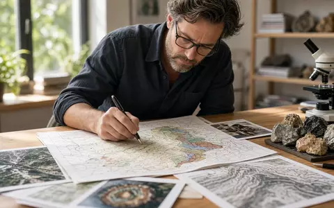 Ein Analyst arbeitet an einer Desktop-Studie mit geologischen Karten und technischen Dokumenten auf einem Schreibtisch. - Foto: über boerse-global.de