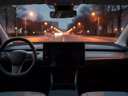 Modernes Autointerieur mit dunklem, inaktivem Infotainment-Bildschirm in der Dämmerung. - Foto: über boerse-global.de