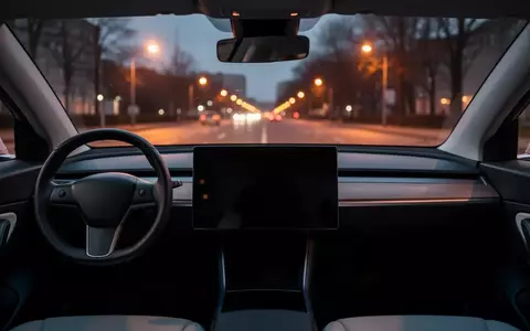 Modernes Autointerieur mit dunklem, inaktivem Infotainment-Bildschirm in der Dämmerung. - Foto: über boerse-global.de