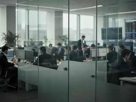 Blick auf einen modernen Börsenhandelssaal mit professionellen Händlern in einer neutralen, sachlichen Atmosphäre. - Foto: über boerse-global.de
