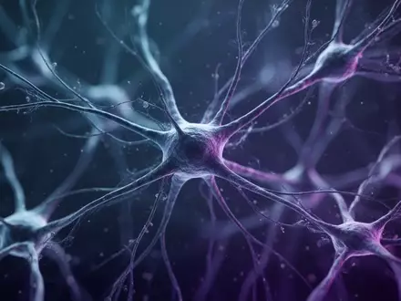 Mikroskopische Aufnahme von neuronalen Netzwerken in Blau- und Violetttönen. - Foto: über boerse-global.de
