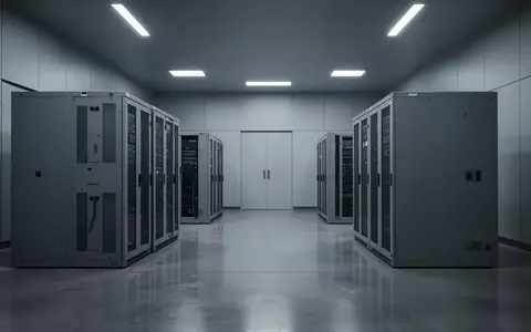 Ein minimalistischer, moderner Sicherheitskontrollraum mit grauen Industrieschränken und schlichten Oberflächen. - Foto: über boerse-global.de