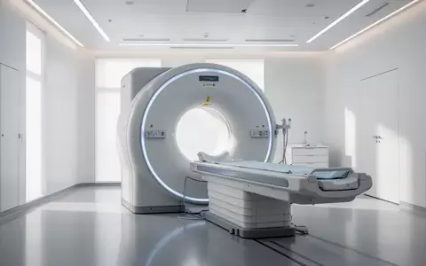 Ein moderner, leerer Raum mit einem medizinischen MRT-Scanner in einer hellen, klinischen Umgebung. - Foto: über boerse-global.de