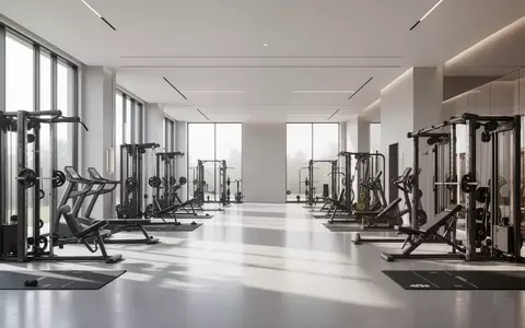 Ein moderner, aufgeräumter Fitnessraum mit hochwertigen Trainingsgeräten in einer hellen, professionellen Umgebung. - Foto: über boerse-global.de