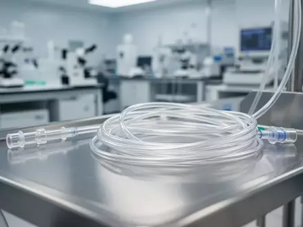 Medizinisches Labor mit sterilen Edelstahlflächen und transparenten Schläuchen in einer klinischen Umgebung. - Foto: über boerse-global.de