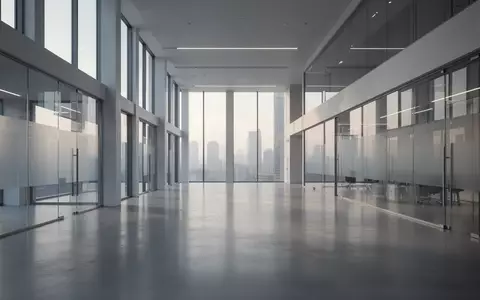 Ein minimalistischer, moderner Innenraum mit polierten Betonböden und Glaswänden in einem Bürogebäude. - Foto: über boerse-global.de
