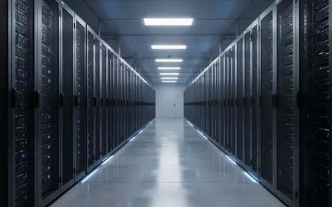Reihen von Server-Racks in einem modernen, professionell beleuchteten Rechenzentrum ohne sichtbare Beschriftungen. - Foto: über boerse-global.de