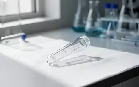 Ein steriler Laborarbeitsplatz mit einem einzelnen Glasröhrchen auf einer hellen, neutralen Oberfläche. - Foto: über boerse-global.de