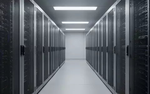 Modernes, minimalistisches Serverraum-Layout mit metallischen Schrankreihen in einer hellen, sauberen Umgebung. - Foto: über boerse-global.de