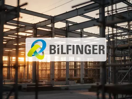 Abstrakte Darstellung einer modernen Baustelle bei Sonnenuntergang als Symbol für industrielle Veränderung. - Foto: über boerse-global.de