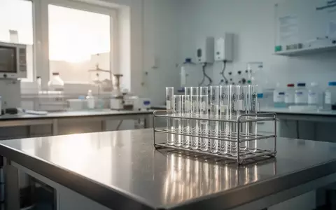 Ein steriles, minimalistisches Medizinisches Labor mit glänzenden Oberflächen und Glasgefäßen in natürlichem Licht. - Foto: über boerse-global.de