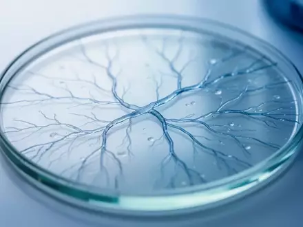 Mikroskopische Aufnahme eines gesunden Gefäßnetzwerks im Laborumfeld zur Veranschaulichung zellbiologischer Forschung. - Foto: über boerse-global.de
