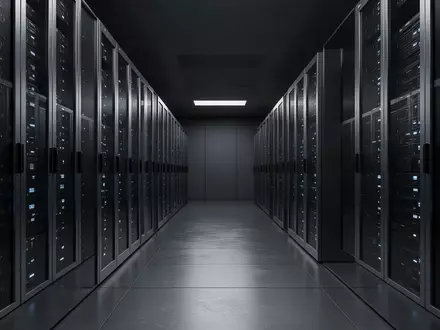 Moderne, ruhige Rechenzentrumsumgebung mit Server-Racks in einem professionell beleuchteten Raum. - Foto: über boerse-global.de