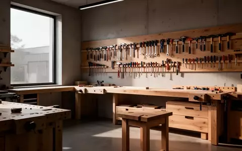 Eine aufgeräumte Werkstatt mit hölzernen Arbeitstischen und ordentlich sortierten Werkzeugen in natürlichem Tageslicht. - Foto: über boerse-global.de
