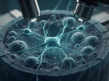 Mikroskopische Aufnahme von neuronalem Gewebe mit Fokus auf synaptische Verbindungen. - Foto: über boerse-global.de