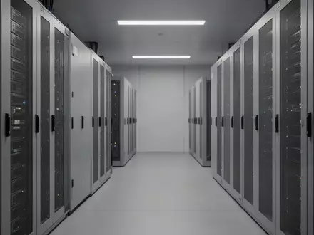 Ein moderner, aufgeräumter Serverraum mit neutralen Rack-Systemen und dezenter Beleuchtung in einer professionellen Umgebung. - Foto: über boerse-global.de