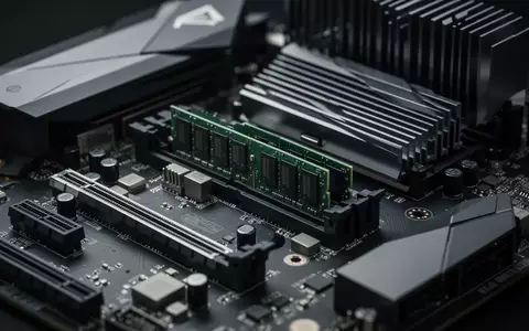 Detailaufnahme einer modernen Computer-Hauptplatine mit Fokus auf den Arbeitsspeicher-Steckplätzen und Kühlkörpern. - Foto: über boerse-global.de