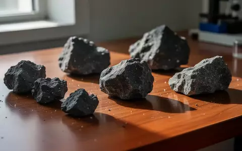 Nahaufnahme von verschiedenen Seltenerdmineralien auf einem Labortisch in natürlichem Licht. - Foto: über boerse-global.de
