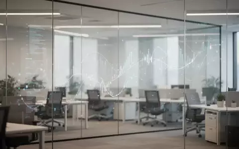 Moderne Büroarchitektur mit abstrakten Lichtspiegelungen an einer Glaswand zur Visualisierung von Datenströmen. - Foto: über boerse-global.de