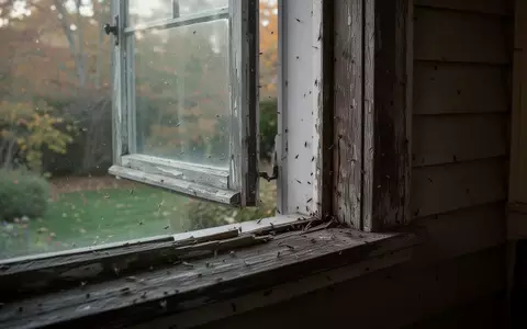 Ein leicht geöffnetes Holzfenster an einer Hausfassade im Herbst, das die Übergangszone zwischen Außenwelt und Wohnraum zeigt. - Foto: über boerse-global.de