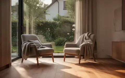 Ein sonnendurchfluteter, ruhiger Wohnraum mit einem bequemen Sessel vor einem Fenster mit Blick in einen Garten. - Foto: über boerse-global.de