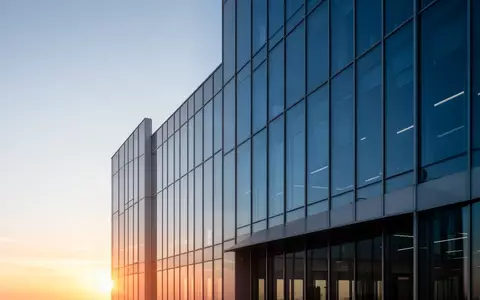Moderne Glasfassade eines Bürogebäudes im Licht des Sonnenaufgangs als Symbol für wirtschaftliche Investitionen. - Foto: über boerse-global.de