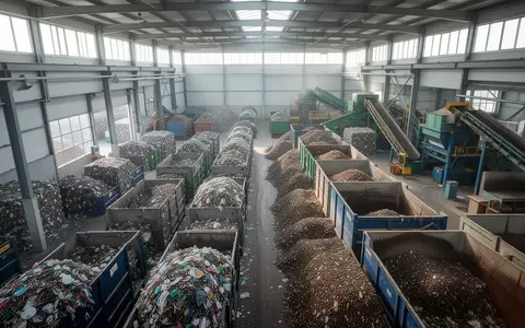 Moderne Sortieranlage für Abfallwirtschaft und Recycling mit industriellen Maschinen in einer hellen Halle. - Foto: über boerse-global.de