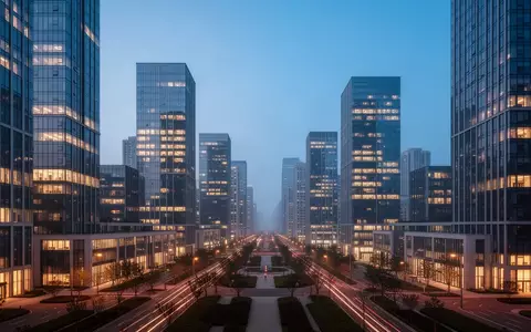 Eine moderne Skyline bei Dämmerung mit architektonischen Gebäudestrukturen und klarer urbaner Planung. - Foto: über boerse-global.de