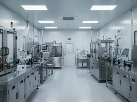 Ein steriler Reinraum in einem pharmazeutischen Labor mit Edelstahloberflächen und Laborgeräten ohne sichtbare Beschriftung. - Foto: über boerse-global.de