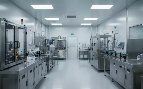 Ein steriler Reinraum in einem pharmazeutischen Labor mit Edelstahloberflächen und Laborgeräten ohne sichtbare Beschriftung. - Foto: über boerse-global.de