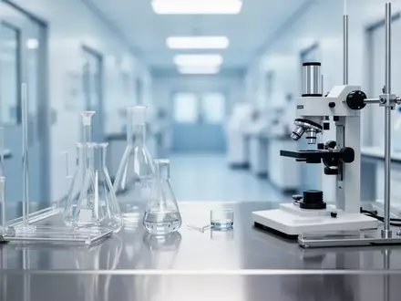 Ein steriles, modernes Labor mit glänzenden Edelstahloberflächen und wissenschaftlichen Geräten in heller, klinischer Umgebung. - Foto: über boerse-global.de