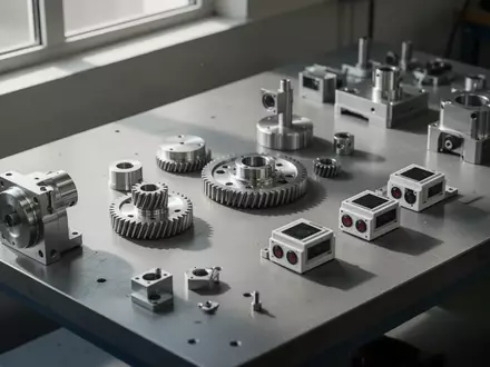 Eine saubere Werkbank mit präzisionsgefertigten mechanischen Bauteilen und Sensormodulen in einer Industrieumgebung. - Foto: über boerse-global.de