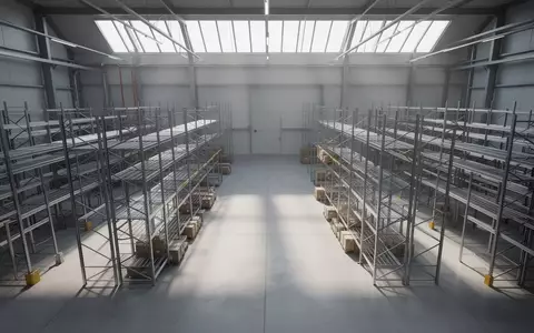 Ein aufgeräumtes Industrielager mit Metallregalen und Betonboden bei natürlichem Lichteinfall. - Foto: über boerse-global.de
