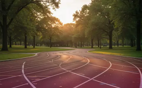 Eine leere Laufbahn in einem Park im warmen Licht der Abendsonne. - Foto: über boerse-global.de