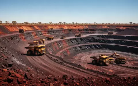 Großer Tagebau mit schweren Muldenkippern in einer australischen Bergbauregion bei klarem Tageslicht. - Foto: über boerse-global.de