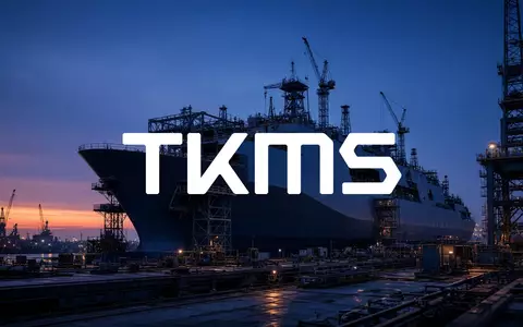 Moderne maritime Werft mit der Silhouette eines Stahlschiffes im Bau bei Dämmerung. - Foto: über boerse-global.de