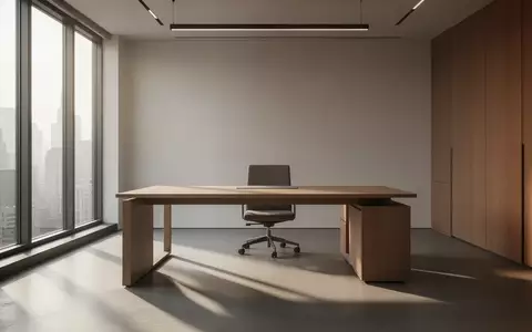 Ein minimalistischer, leerer Büroarbeitsplatz in modernem Design mit natürlichem Lichteinfall. - Foto: über boerse-global.de