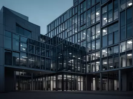 Moderne Büroarchitektur aus Glas und Stahl bei Dämmerung in Deutschland. - Foto: über boerse-global.de