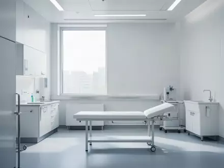 Ein heller, steriler Untersuchungsraum in einer Universitätsklinik mit minimalistischem Design und natürlichem Lichteinfall. - Foto: über boerse-global.de