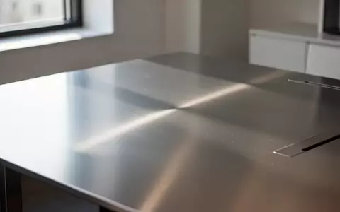 Ein minimalistischer, leerer Arbeitsplatz mit einer gebürsteten Aluminiumoberfläche in weichem Tageslicht. - Foto: über boerse-global.de